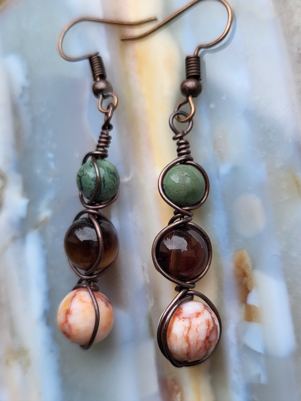 Handmade Copper Wire Wrap Earrings